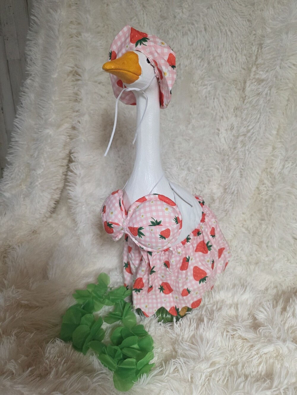 19" Pink Strawberry Cotton Swimsuit With Lei